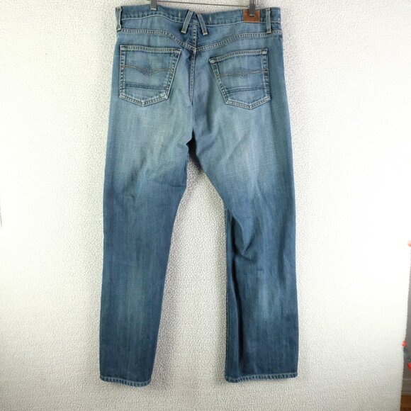 Agave Denim Jeans Mens 36X32 Blue Stone Wash Whiskers Lightweight Straight Leg - Picture 4 of 11
